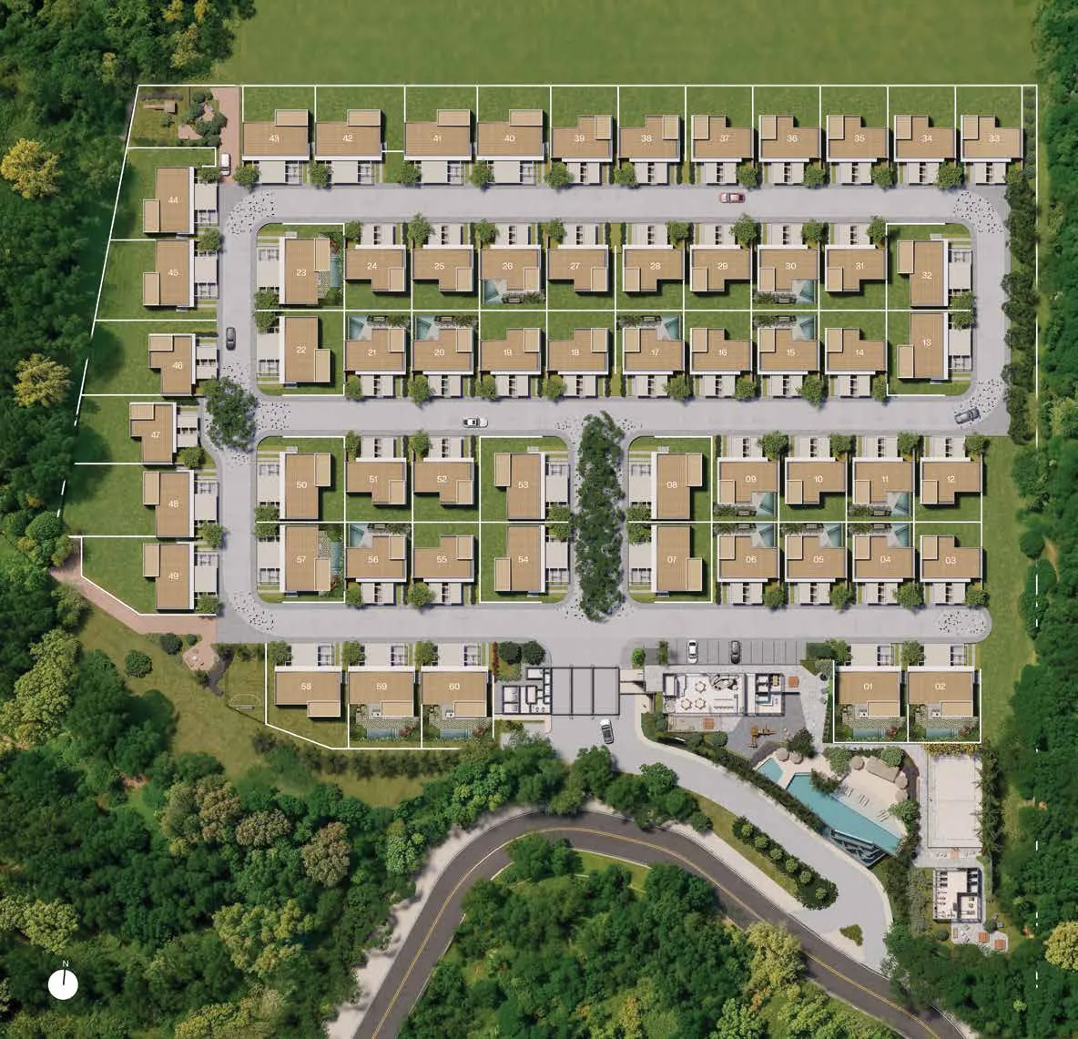 Portaria do Casa da Mata, com rua de acesso privativa e guarita